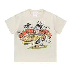 Syna World Hunting Season Cartoon Graphic Oversized Tee (Cream / Off-White)